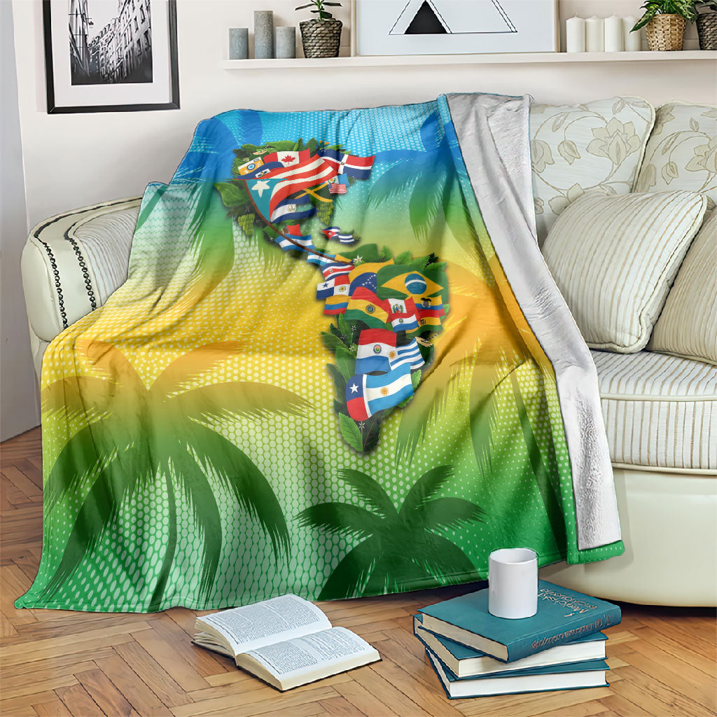 Caribbean-American Heritage Month Blanket Colorful Caribbean & Latin American Flag Map