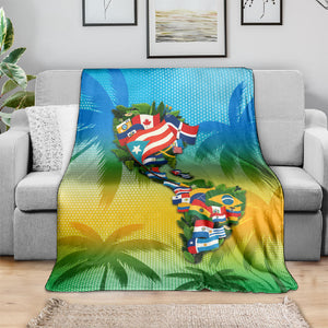 Caribbean-American Heritage Month Blanket Colorful Caribbean & Latin American Flag Map