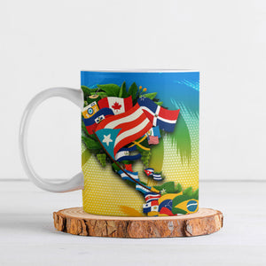 Caribbean-American Heritage Month Ceramic Mug Colorful Caribbean & Latin American Flag Map