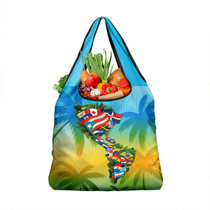 Caribbean-American Heritage Month Grocery Bag Colorful Caribbean & Latin American Flag Map