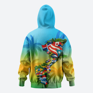 Caribbean-American Heritage Month Hoodie Colorful Caribbean & Latin American Flag Map