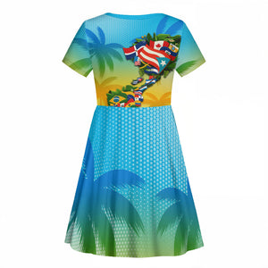 Caribbean-American Heritage Month Kid Short Sleeve Dress Colorful Caribbean & Latin American Flag Map