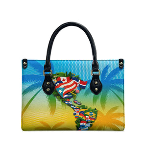 Caribbean-American Heritage Month Leather Bag Colorful Caribbean & Latin American Flag Map