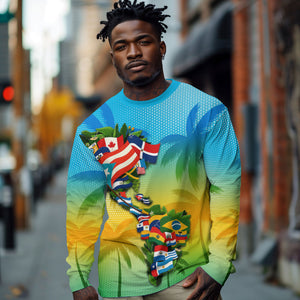 Caribbean-American Heritage Month Long Sleeve Shirt Colorful Caribbean & Latin American Flag Map