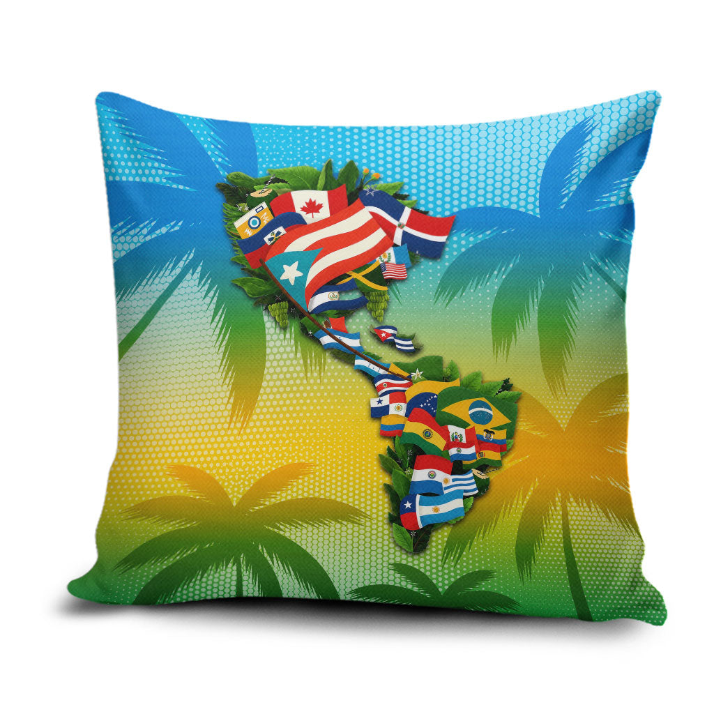 Caribbean-American Heritage Month Pillow Cover Colorful Caribbean & Latin American Flag Map