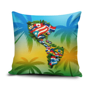 Caribbean-American Heritage Month Pillow Cover Colorful Caribbean & Latin American Flag Map