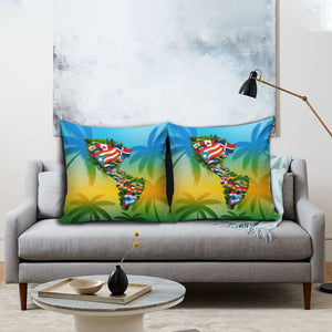Caribbean-American Heritage Month Pillow Cover Colorful Caribbean & Latin American Flag Map