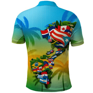 Caribbean-American Heritage Month Polo Shirt Colorful Caribbean & Latin American Flag Map
