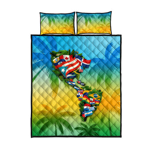 Caribbean-American Heritage Month Quilt Bed Set Colorful Caribbean & Latin American Flag Map