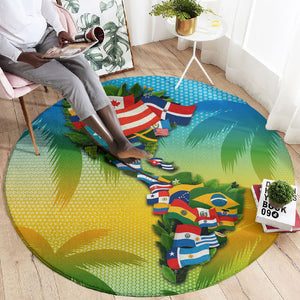 Caribbean-American Heritage Month Round Carpet Colorful Caribbean & Latin American Flag Map