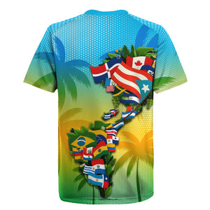Caribbean-American Heritage Month Rugby Jersey Colorful Caribbean & Latin American Flag Map