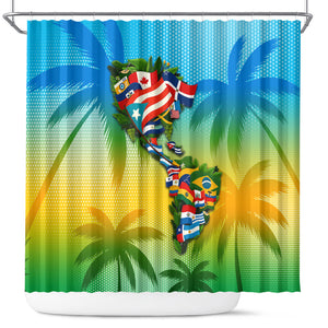 Caribbean-American Heritage Month Shower Curtain Colorful Caribbean & Latin American Flag Map