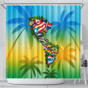 Caribbean-American Heritage Month Shower Curtain Colorful Caribbean & Latin American Flag Map