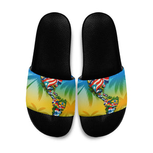 Caribbean-American Heritage Month Slide Sandals Colorful Caribbean & Latin American Flag Map