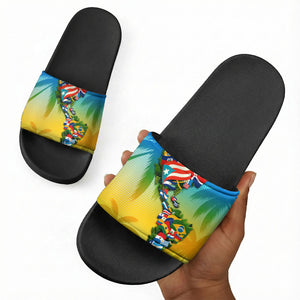 Caribbean-American Heritage Month Slide Sandals Colorful Caribbean & Latin American Flag Map