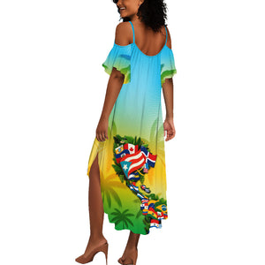 Caribbean-American Heritage Month Summer Maxi Dress Colorful Caribbean & Latin American Flag Map