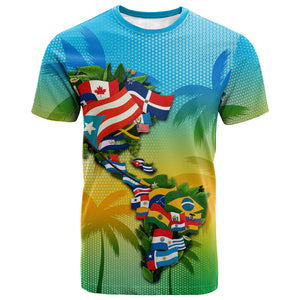 Caribbean-American Heritage Month T shirt Colorful Caribbean & Latin American Flag Map