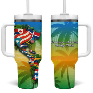 Caribbean-American Heritage Month Tumbler With Handle Colorful Caribbean & Latin American Flag Map