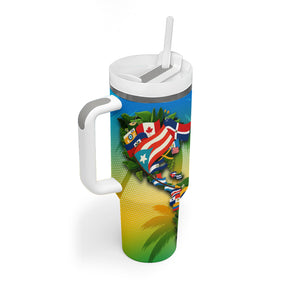 Caribbean-American Heritage Month Tumbler With Handle Colorful Caribbean & Latin American Flag Map