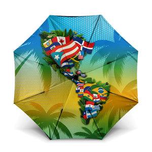 Caribbean-American Heritage Month Umbrella Colorful Caribbean & Latin American Flag Map
