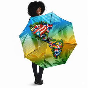 Caribbean-American Heritage Month Umbrella Colorful Caribbean & Latin American Flag Map