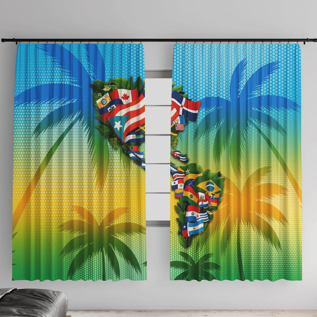 Caribbean-American Heritage Month Window Curtain Colorful Caribbean & Latin American Flag Map