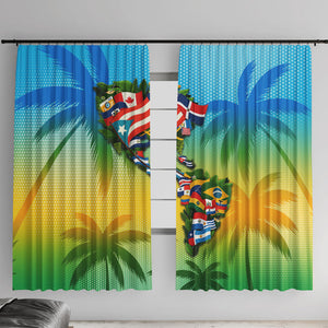 Caribbean-American Heritage Month Window Curtain Colorful Caribbean & Latin American Flag Map