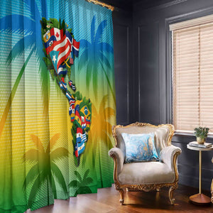Caribbean-American Heritage Month Window Curtain Colorful Caribbean & Latin American Flag Map