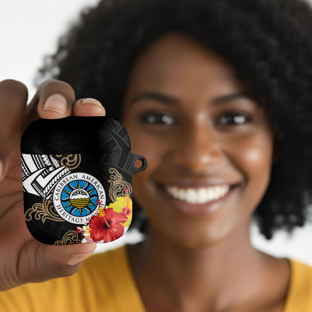 Caribbean American Heritage Month AirPods Case Tribal Pattern Tropical Hibiscus Flower