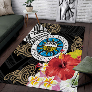 Caribbean American Heritage Month Area Rug Tribal Pattern Tropical Hibiscus Flower