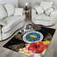 Caribbean American Heritage Month Area Rug Tribal Pattern Tropical Hibiscus Flower