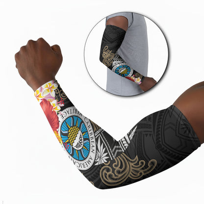 Caribbean American Heritage Month Arm Sleeves Tribal Pattern Tropical Hibiscus Flower