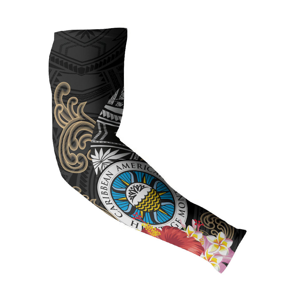 Caribbean American Heritage Month Arm Sleeves Tribal Pattern Tropical Hibiscus Flower
