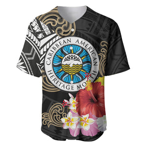 Caribbean American Heritage Month Baseball Jersey Tribal Pattern Tropical Hibiscus Flower