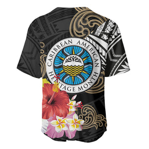 Caribbean American Heritage Month Baseball Jersey Tribal Pattern Tropical Hibiscus Flower