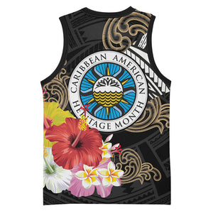 Caribbean American Heritage Month Basketball Jersey Tribal Pattern Tropical Hibiscus Flower