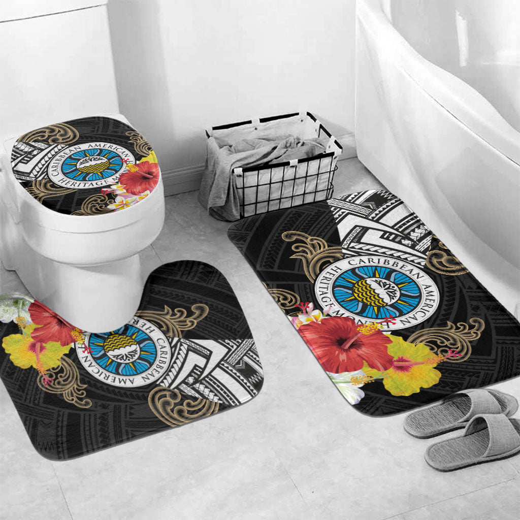 Caribbean American Heritage Month Bathroom Set Tribal Pattern Tropical Hibiscus Flower