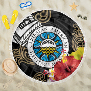 Caribbean American Heritage Month Beach Blanket Tribal Pattern Tropical Hibiscus Flower