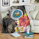 Caribbean American Heritage Month Blanket Tribal Pattern Tropical Hibiscus Flower