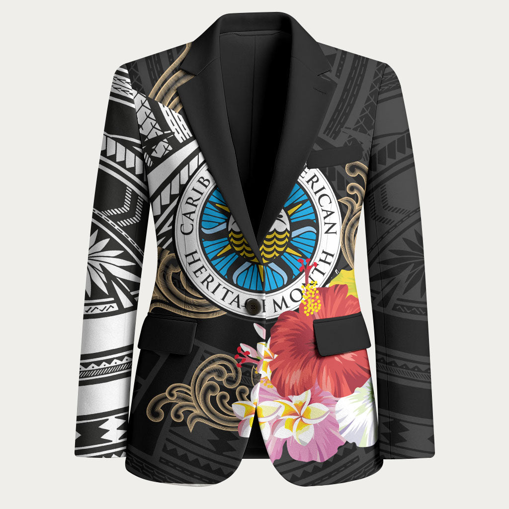 Caribbean American Heritage Month Blazer Tribal Pattern Tropical Hibiscus Flower