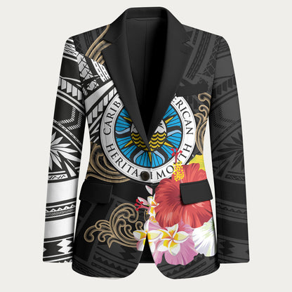 Caribbean American Heritage Month Blazer Tribal Pattern Tropical Hibiscus Flower