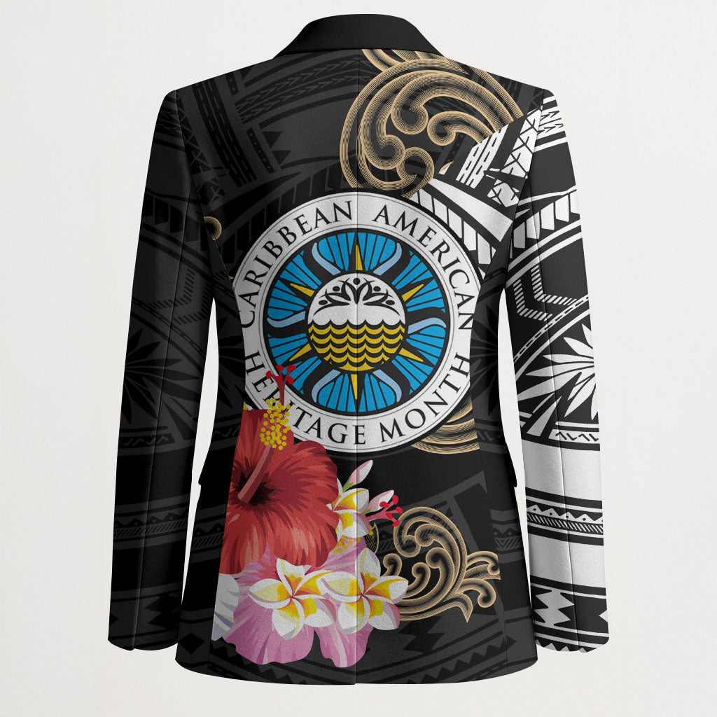 Caribbean American Heritage Month Blazer Tribal Pattern Tropical Hibiscus Flower