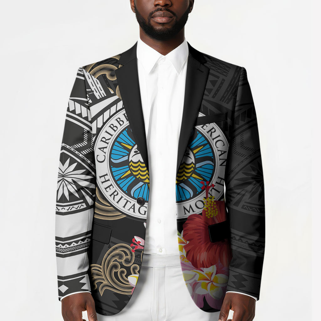 Caribbean American Heritage Month Blazer Tribal Pattern Tropical Hibiscus Flower