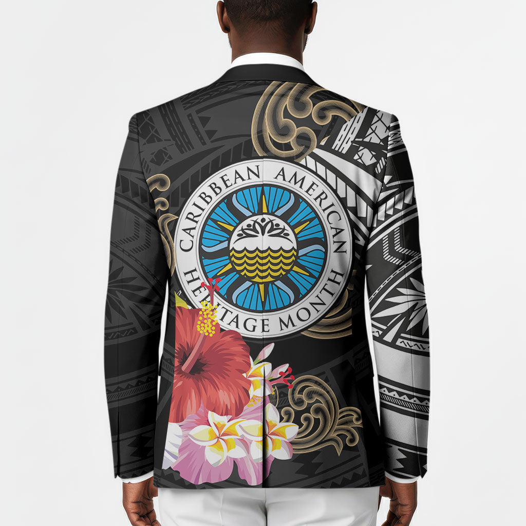Caribbean American Heritage Month Blazer Tribal Pattern Tropical Hibiscus Flower