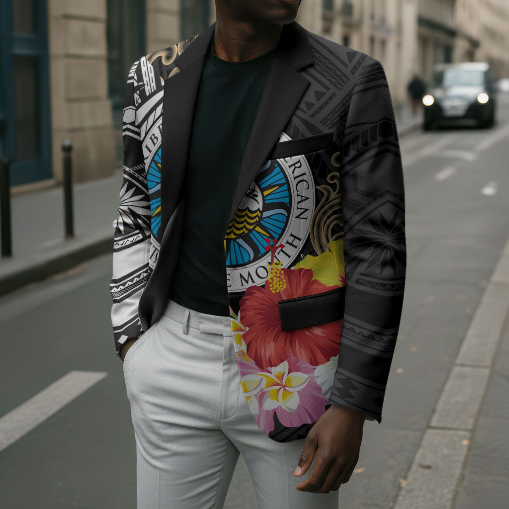 Caribbean American Heritage Month Blazer Tribal Pattern Tropical Hibiscus Flower
