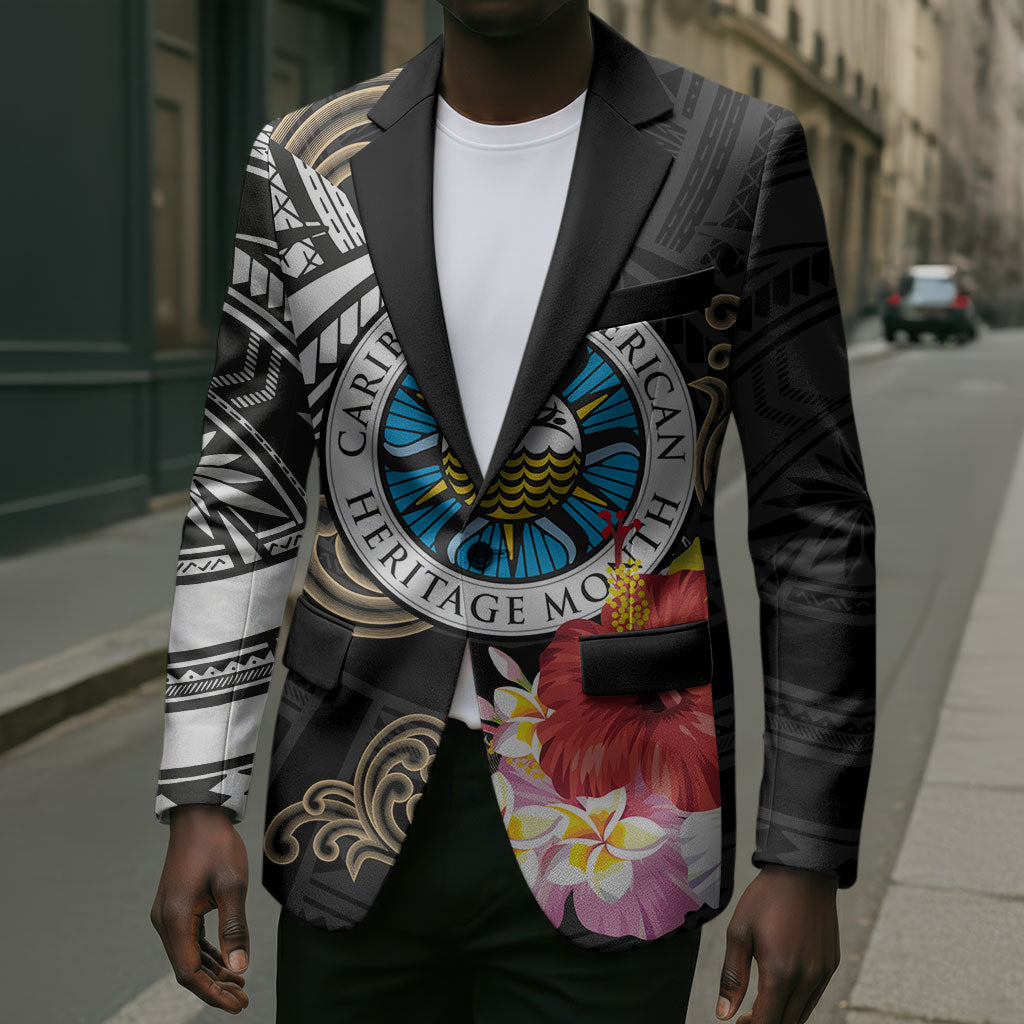 Caribbean American Heritage Month Blazer Tribal Pattern Tropical Hibiscus Flower