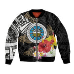 Caribbean American Heritage Month Bomber Jacket Tribal Pattern Tropical Hibiscus Flower
