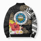 Caribbean American Heritage Month Bomber Puffer Jacket Tribal Pattern Tropical Hibiscus Flower