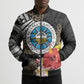 Caribbean American Heritage Month Bomber Puffer Jacket Tribal Pattern Tropical Hibiscus Flower