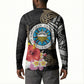 Caribbean American Heritage Month Button Sweatshirt Tribal Pattern Tropical Hibiscus Flower